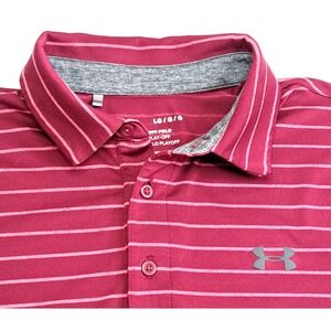 Under Armour The Playoff Polo Shirt Mens L Striped Performance‎ Golf Casual